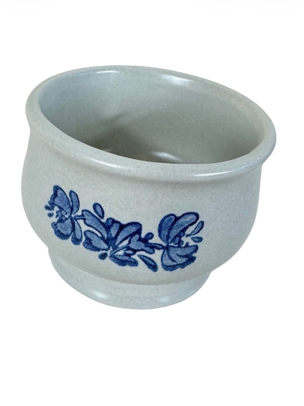 Pfaltzgraff Yorktowne Blue Floral Stoneware Crock Sugar Bowl Grey USA Vintage